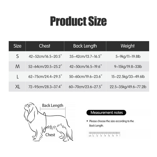 Cooling vest size chart for dogs - Wild Indoors Pet