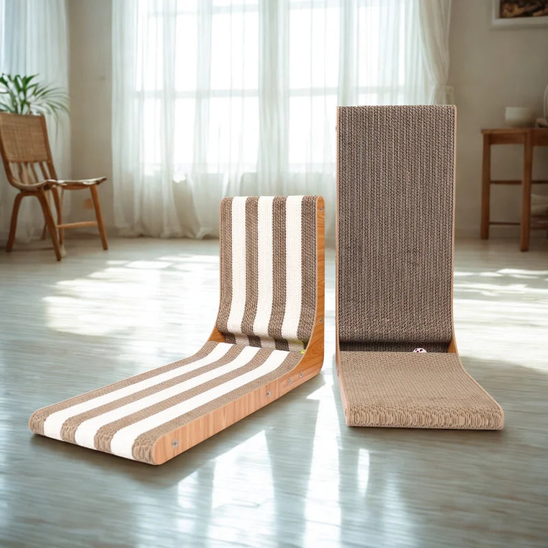 L-shaped cat scratching post in white and gold sisal styles - Wild Indoors Pet