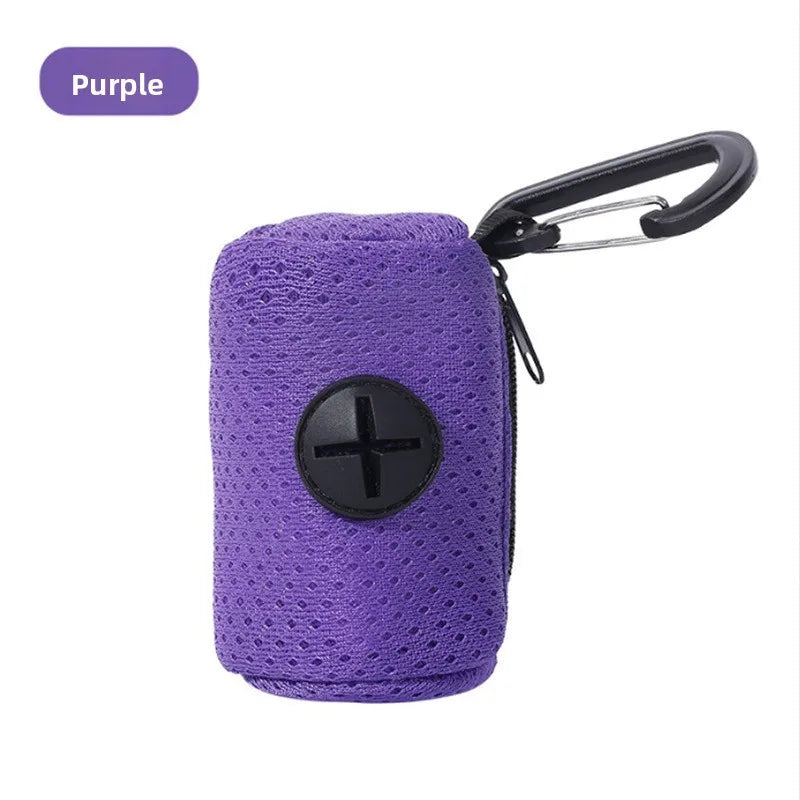 Purple dog poop bag dispenser with leash clip - Wild Indoors Pet