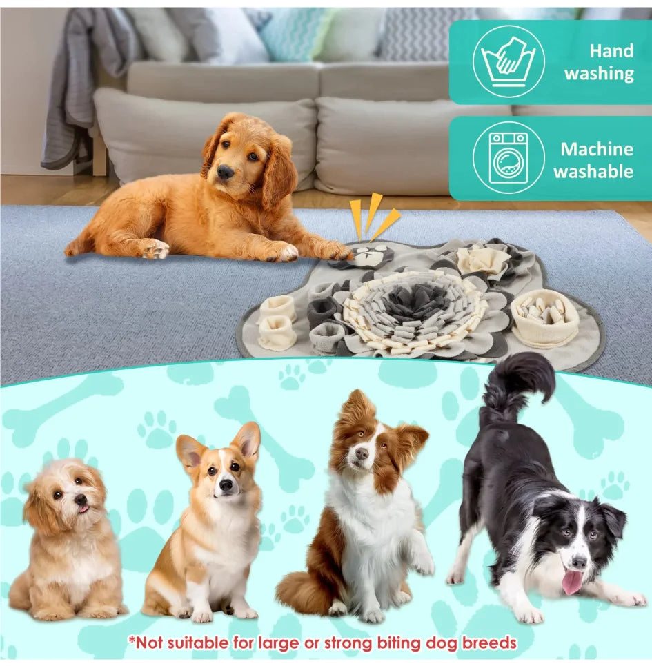 Dog snuffle mat care instructions - hand wash and machine washable - Wild Indoors Pet