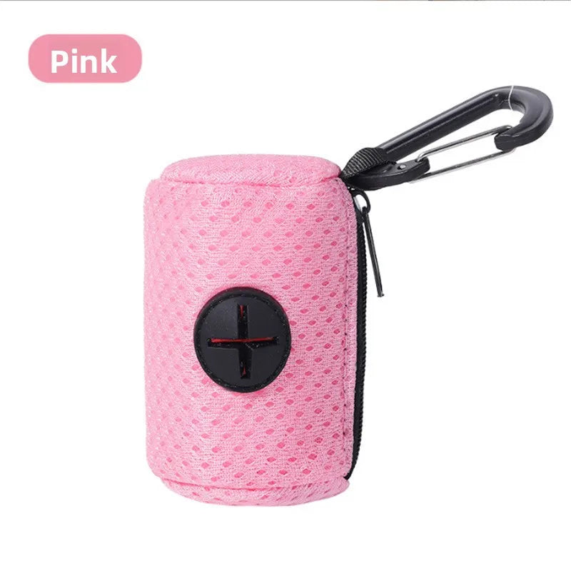 Pink dog poop bag dispenser with leash clip - Wild Indoors Pet