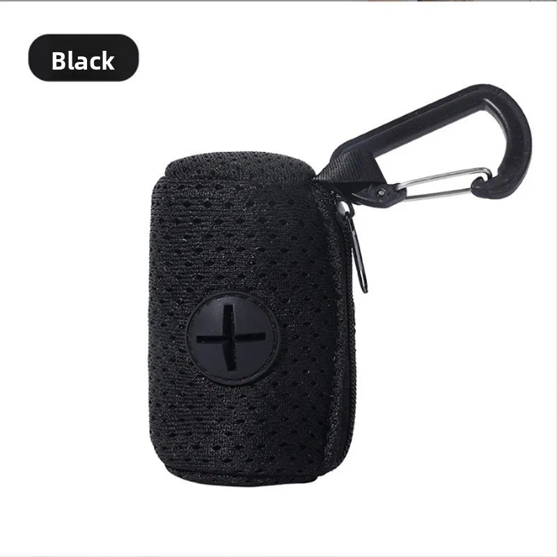 Black dog poop bag dispenser with leash clip - Wild Indoors Pet