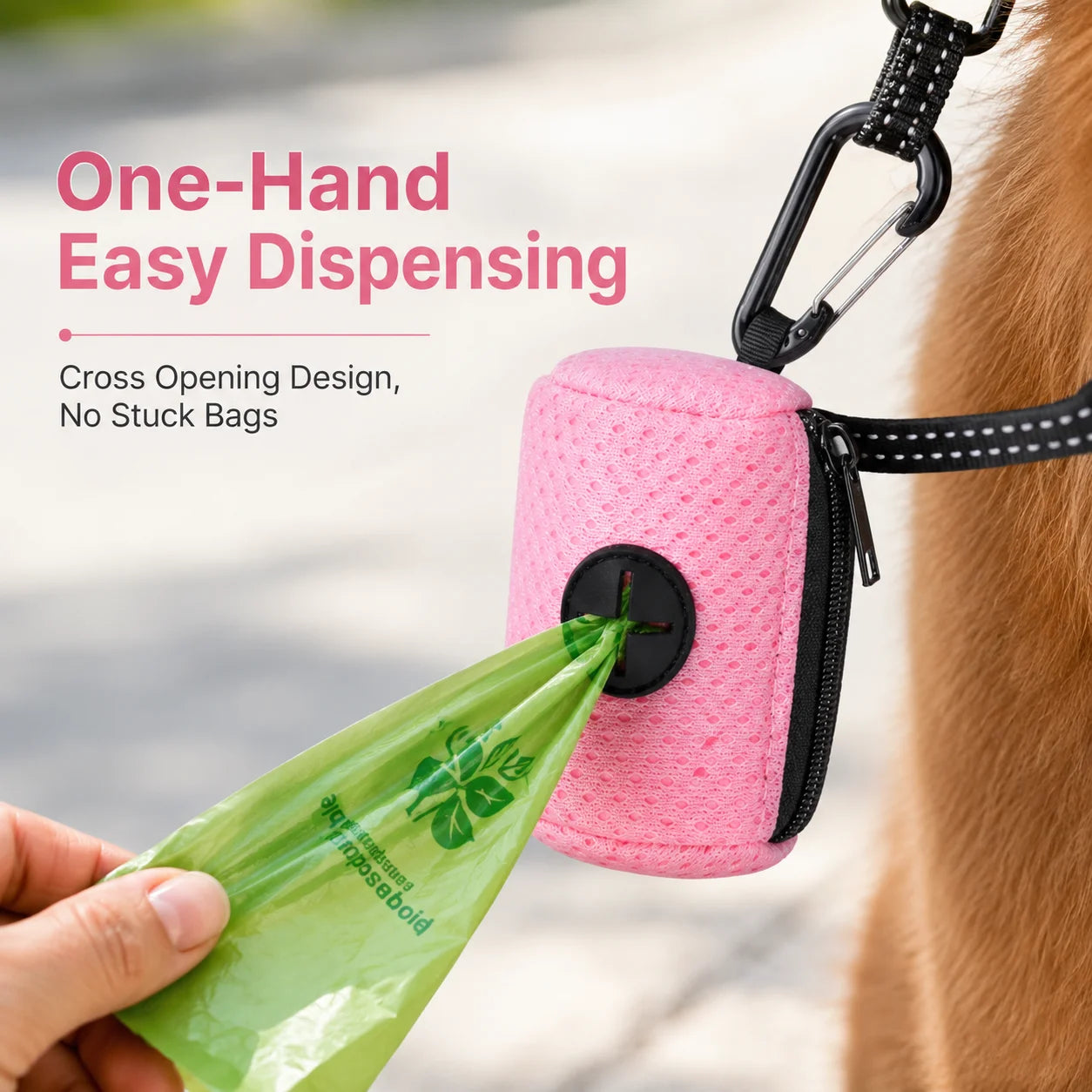 One-hand dog poop bag dispenser easy dispensing demo - Wild Indoors Pet