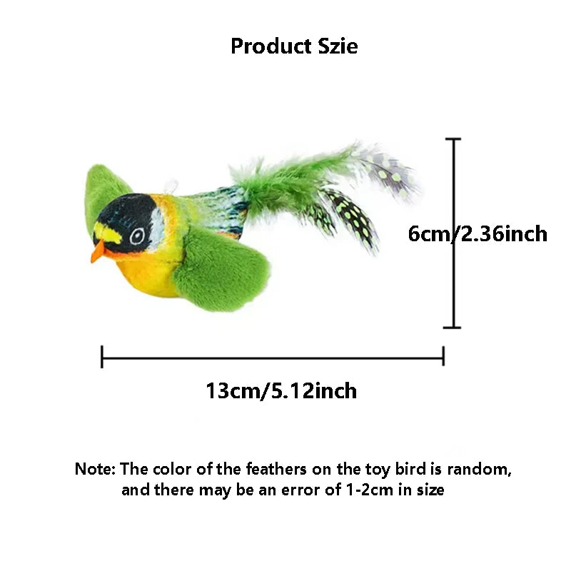 Bird cat toy size chart - 13cm length by 6cm height - Wild Indoors Pet