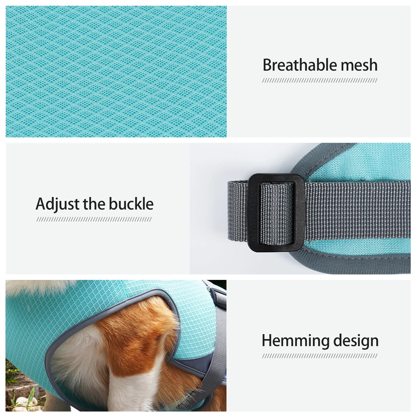 Adjustable buckle strap on Wild Indoors Pet dog cooling vest